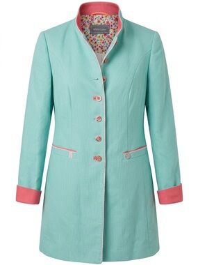 White Label Rofa Fashion Mint Trench Coat with Pink Trim